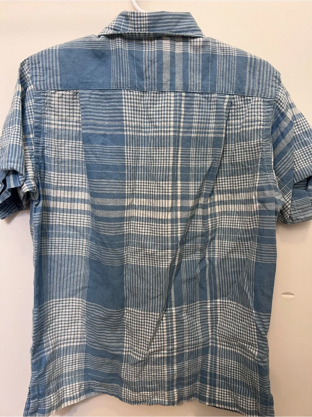 Ralph Lauren Blue and White Plaid Short-Sleeve Button-Down Shirt - Kids